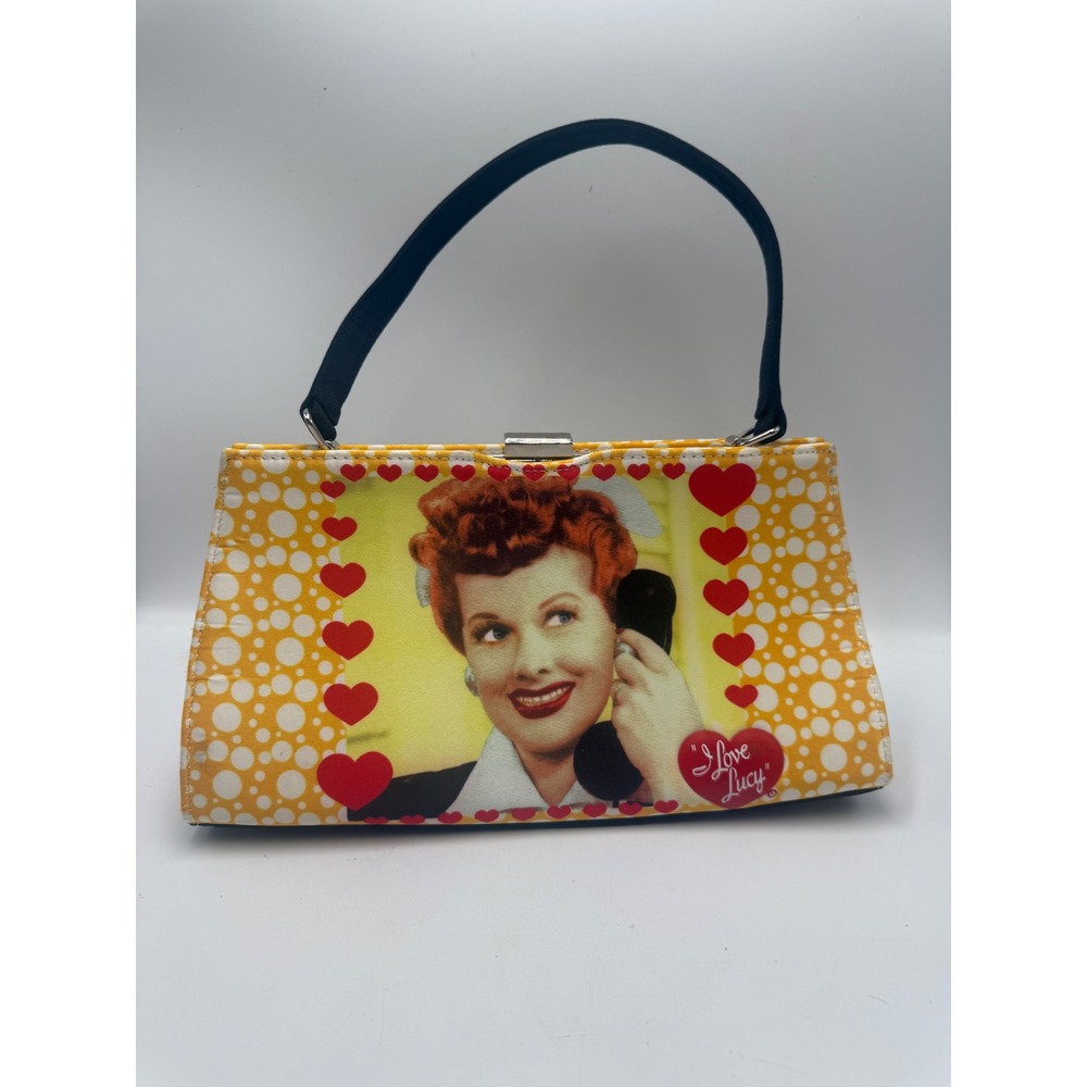 I Love Lucy Handbag Yellow Polka Dot Heart Lucille Ball Graphic Frame Bag